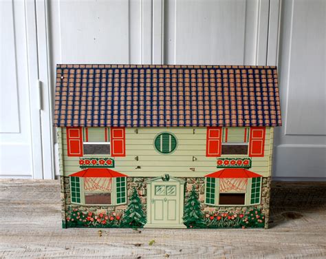 metal doll house 1960s|vintage tin doll house.